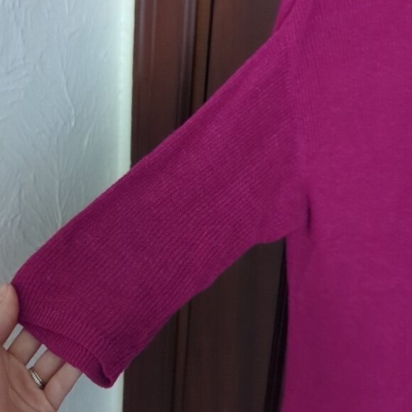 J.Jill Magenta Linen Blend 3/4 Sleeve V Neck Blouse Size XS Petite - Picture 5 of 7